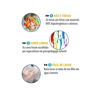Kit de Pintura à Dedo Montessori - Não tóxico e Lavável