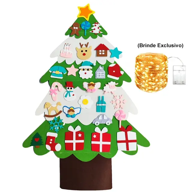 Árvore de Natal Montessori - Com Enfeites + Pisca Pisca de Brinde